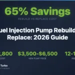 Diesel fuel injection pump rebuild cost vs replace analysis — 2026 pricing guide infographic