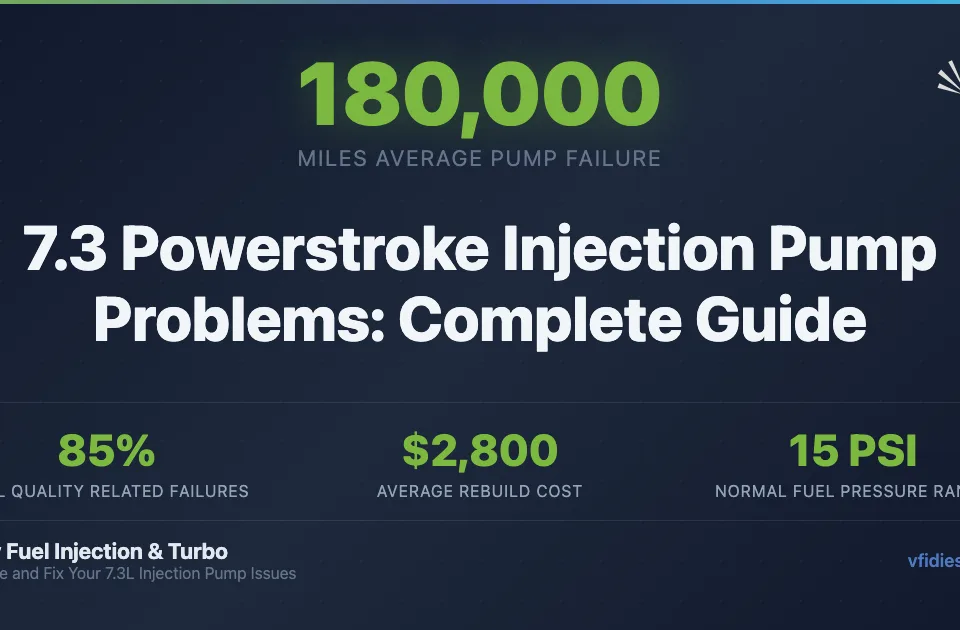 7.3 Powerstroke injection pump problems guide — complete diagnosis and rebuild options infographic