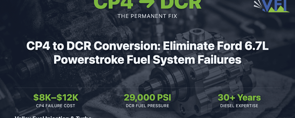CP4 to DCR fuel pump conversion for Ford 6.7L Powerstroke diesel engines