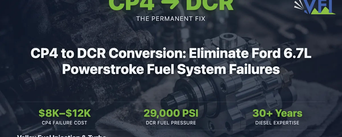 CP4 to DCR fuel pump conversion for Ford 6.7L Powerstroke diesel engines