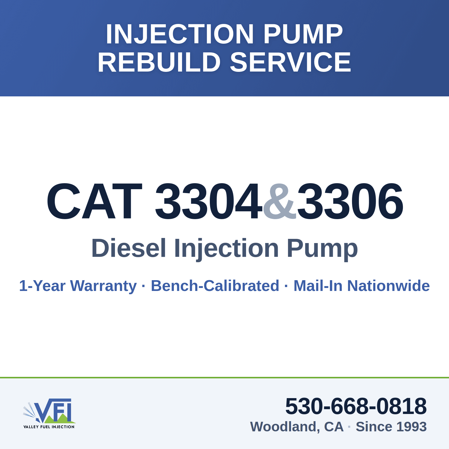 Caterpillar 3304 and 3306 diesel injection pump rebuild service — Valley Fuel Injection & Turbo