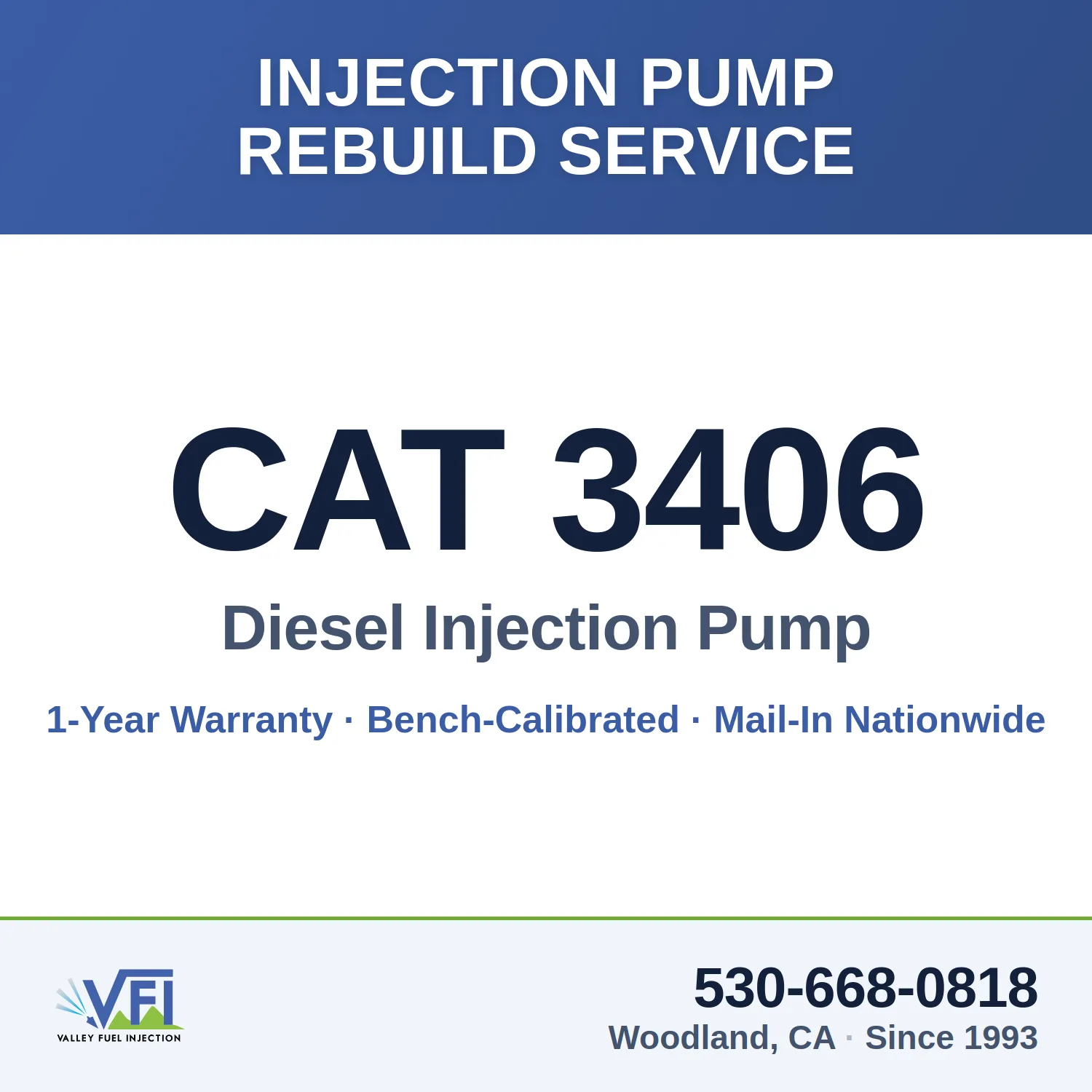 CAT 3406 diesel injection pump rebuild service — Valley Fuel Injection & Turbo