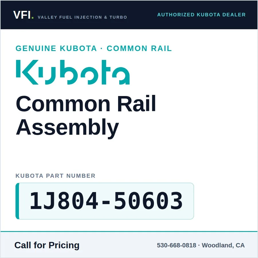Kubota Common Rail Assembly 1J804-50603 for L3301 L3901 KX040-4 (Genuine)