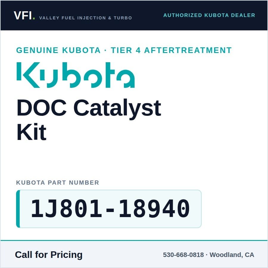 Kubota DOC Catalyst Kit 1J801-18940 for KX057-4, U55-4, R530 (Genuine)