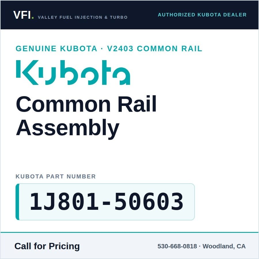 Kubota V2403-CR Common Rail Assembly 1J801-50603 (Genuine)