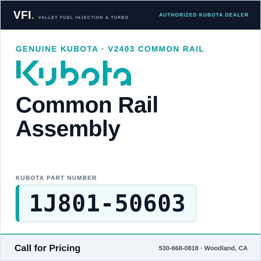 Kubota V2403-CR Common Rail Assembly 1J801-50603 (Genuine)