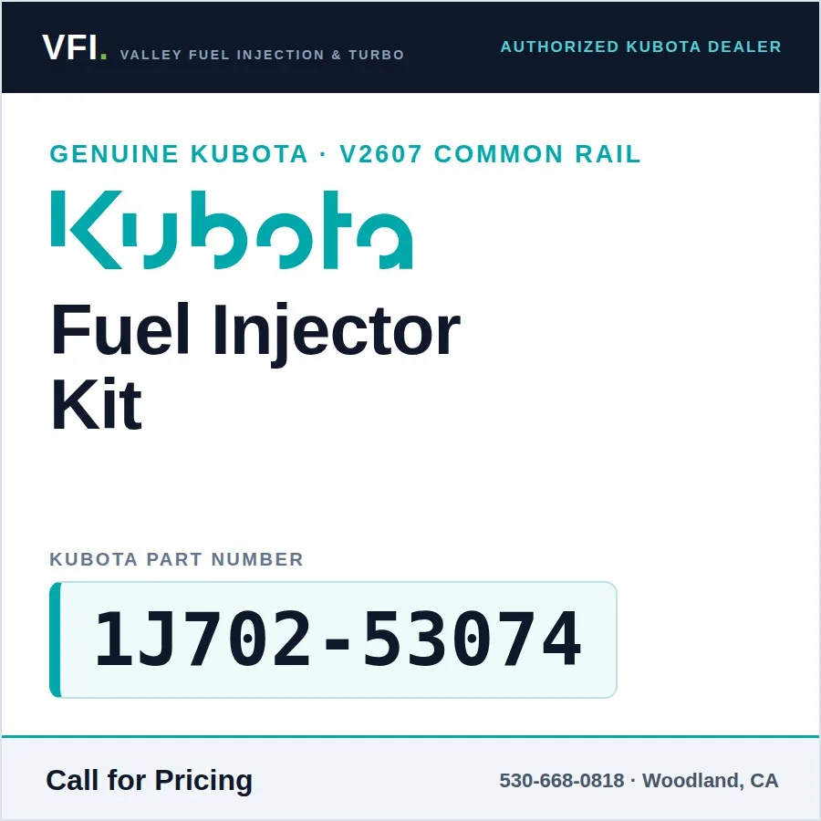 Kubota V2607-CR Fuel Injector Kit 1J702-53074 (Genuine)