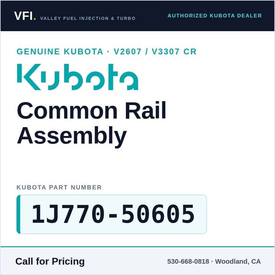 Kubota V2607 Common Rail Assembly 1J770-50605 (Genuine)
