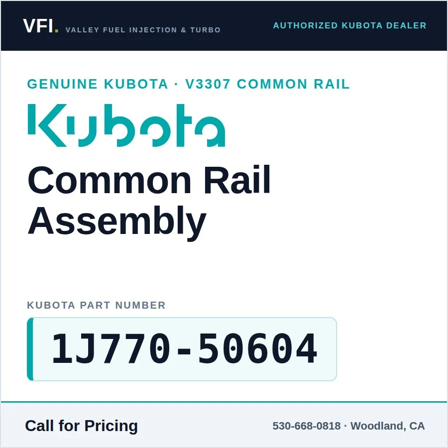 Kubota V3307-CR Common Rail Assembly 1J770-50604 (Genuine)