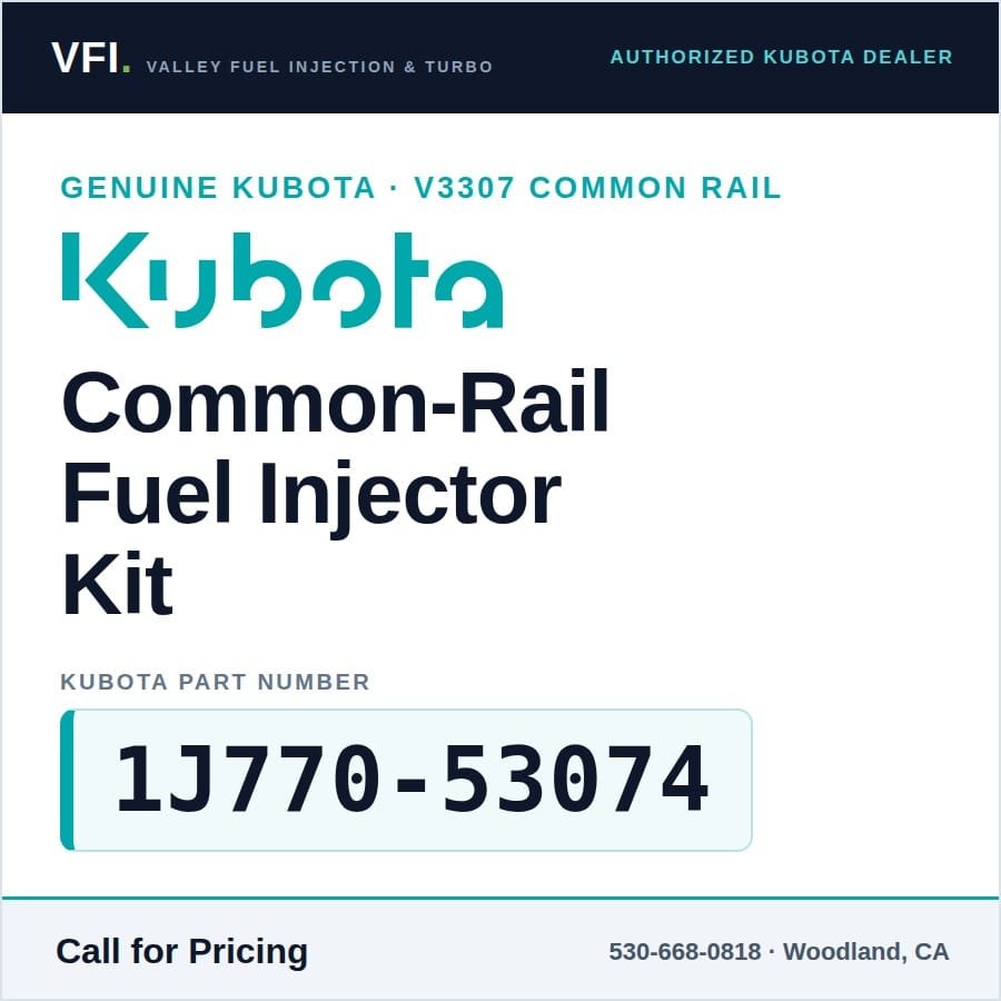 Kubota V3307-CR-TE4 Fuel Injector Kit 1J770-53074 (Genuine)