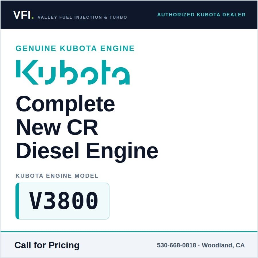 Kubota V3800 New Complete Common-Rail Engine, SVL90-2 / SVL95-2s Repower (Genuine)