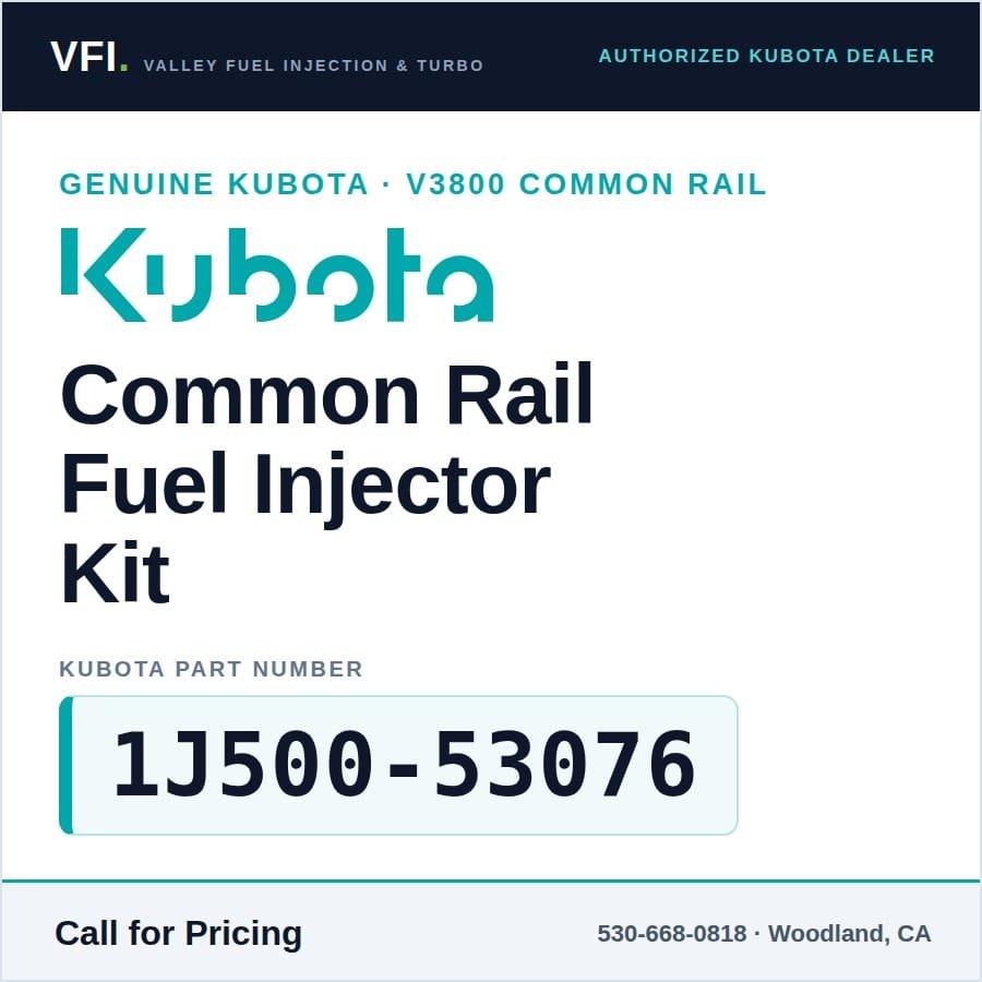 Kubota V3800 Common Rail Fuel Injector Kit 1J500-53076 (Genuine)