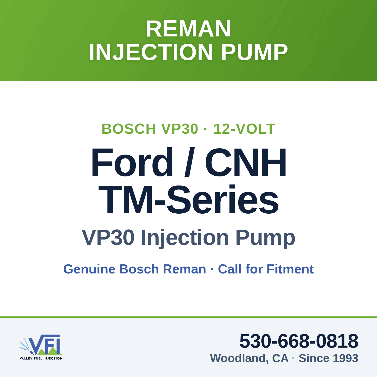 Ford / New Holland / Case IH 12-volt Bosch VP30 injection pump — Valley Fuel Injection & Turbo
