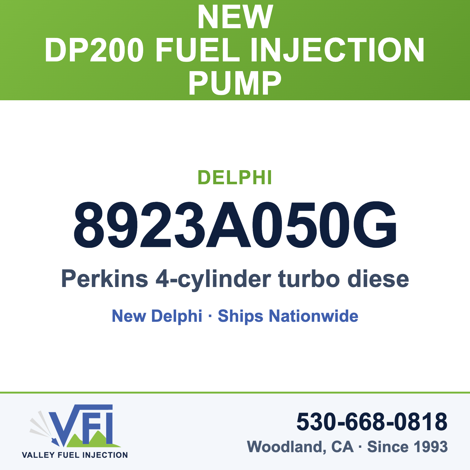 Delphi 8923A050G DP200 Fuel Injection Pump for Perkins 4-cylinder turbo diesel
