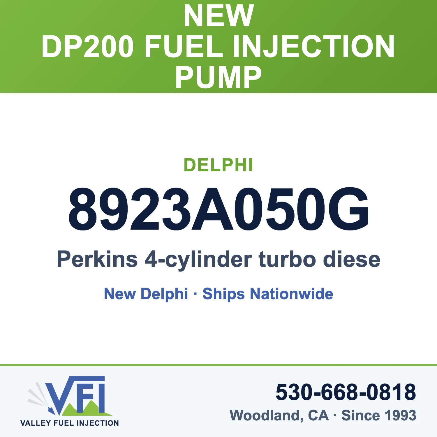 Delphi 8923A050G DP200 Fuel Injection Pump for Perkins 4-cylinder turbo diesel