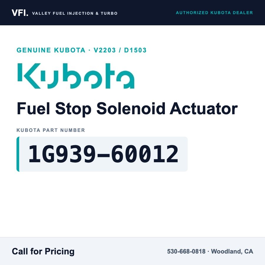 Kubota 1G939-60012 Fuel Stop Solenoid Actuator for Kubota V2203 engines