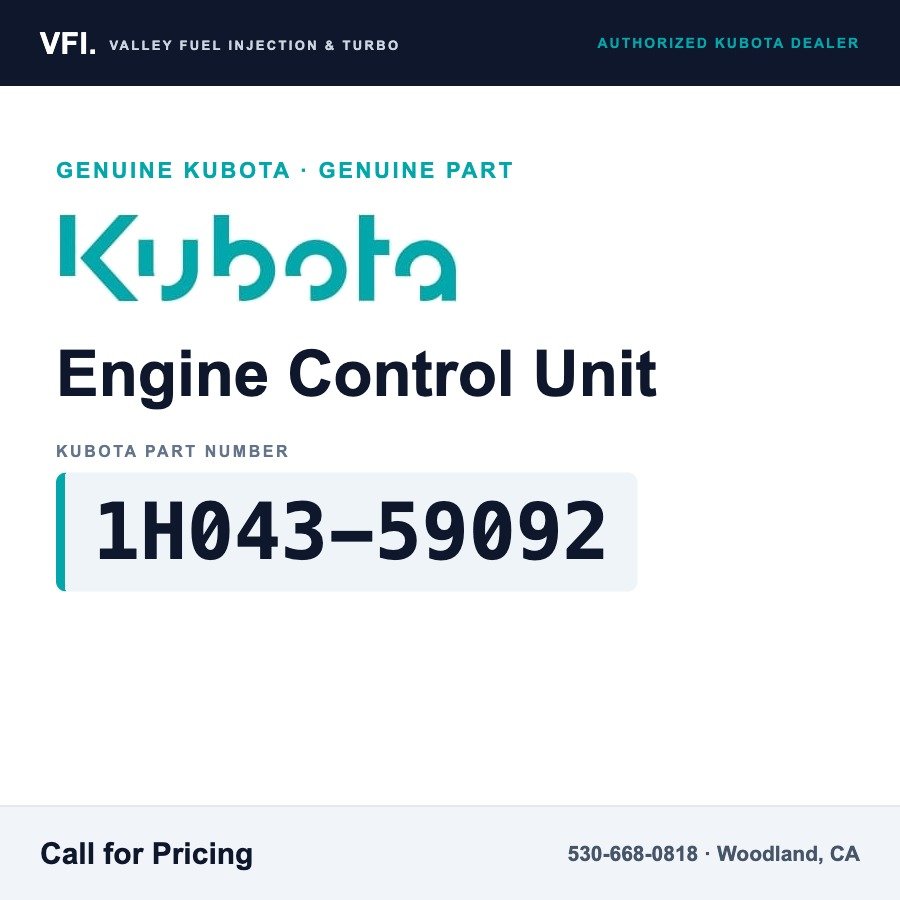 Kubota 1H043-59092 Engine Control Unit (ECU) Sub-Assembly for Direct replacement for a Kubota ECU sub-assembly labeled 1H043-