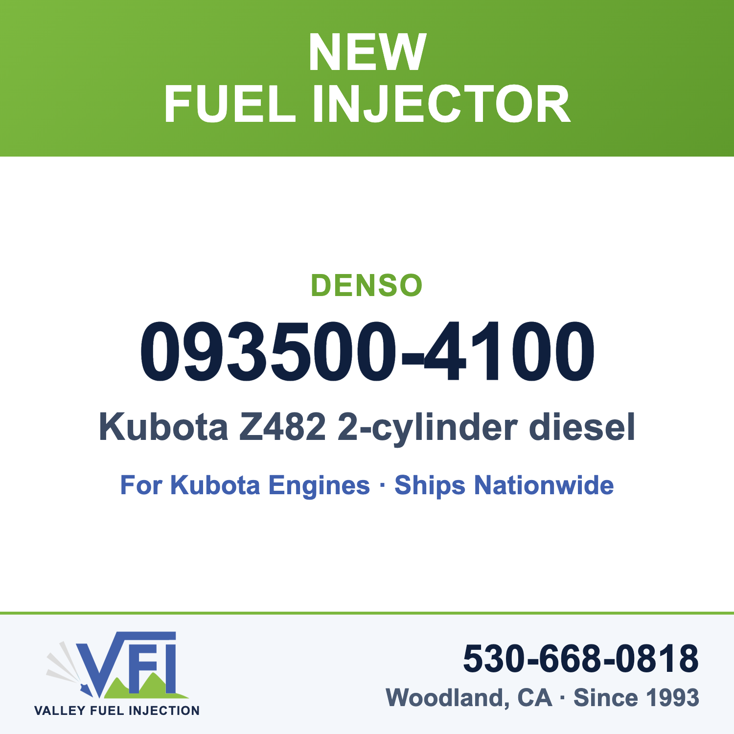 Denso 093500-4100 Fuel Injector (Nozzle Holder Assembly) for Kubota Z482 2-cylinder diesel