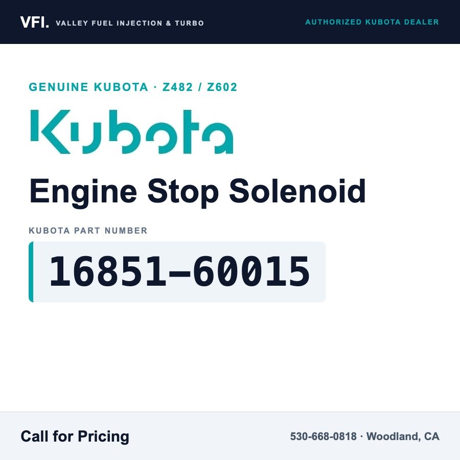 Kubota 16851-60015 Engine Stop Solenoid for Kubota Super Mini engines: Z482