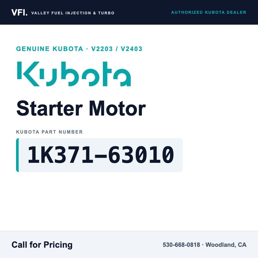 Kubota 1K371-63010 Starter Motor for Kubota V2203 diesel engine