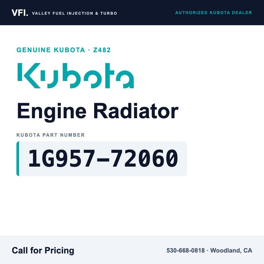 Kubota 1G957-72060 Engine Radiator for Kubota Z482 two-cylinder diesel engine packages that call for radiator 1G957-72060