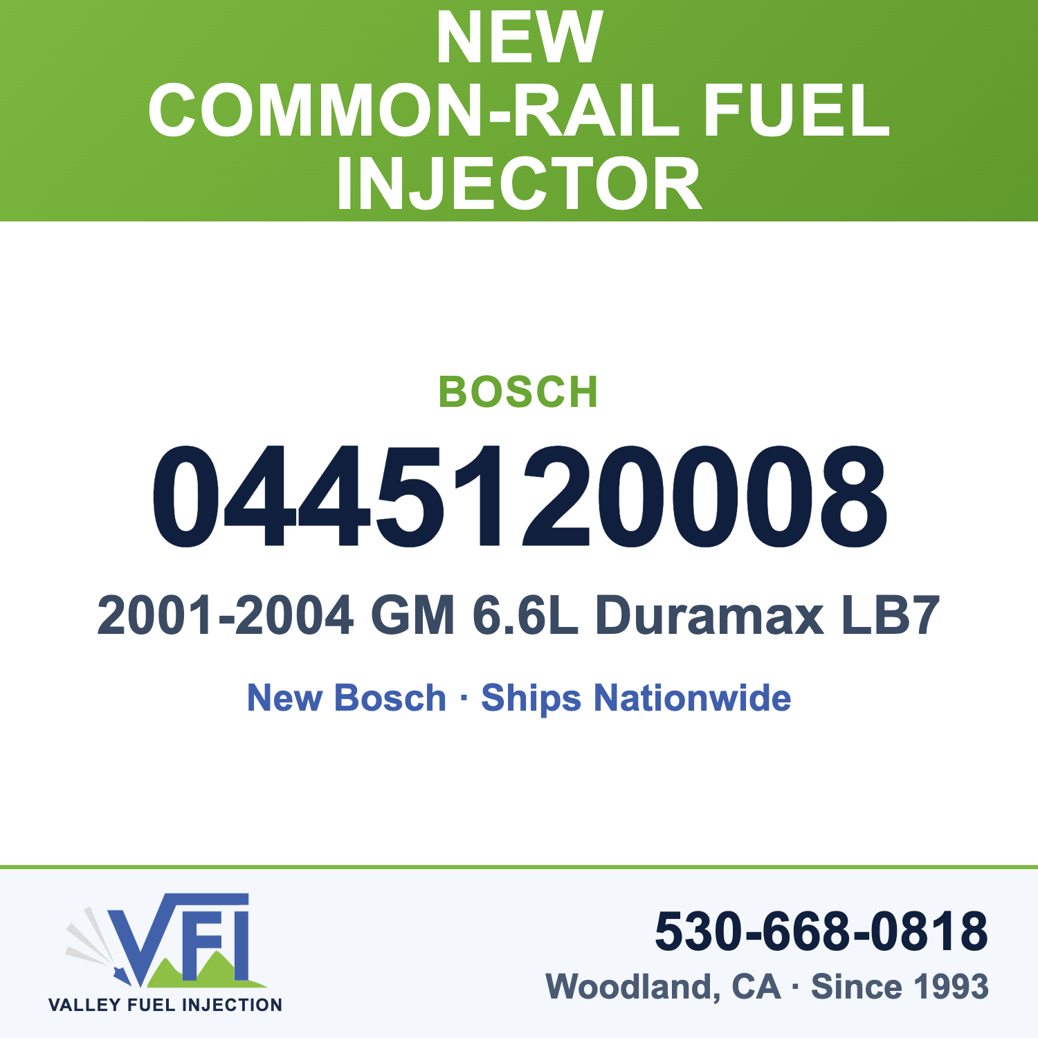 Bosch 0445120008 Common-Rail Fuel Injector for 2001-2004 GM 6.6L Duramax LB7