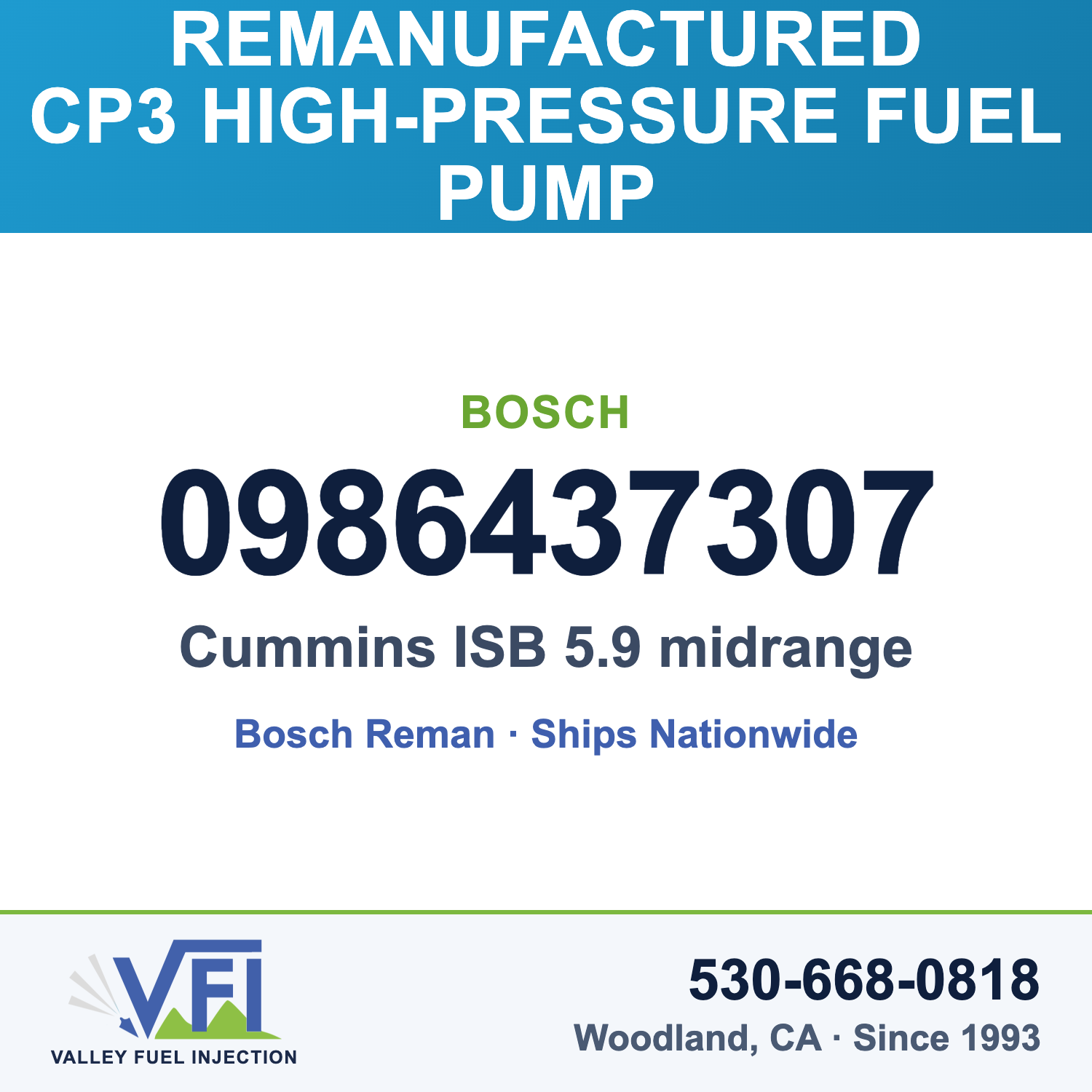 Bosch 0986437307 CP3 High-Pressure Fuel Pump for Cummins ISB 5.9 midrange