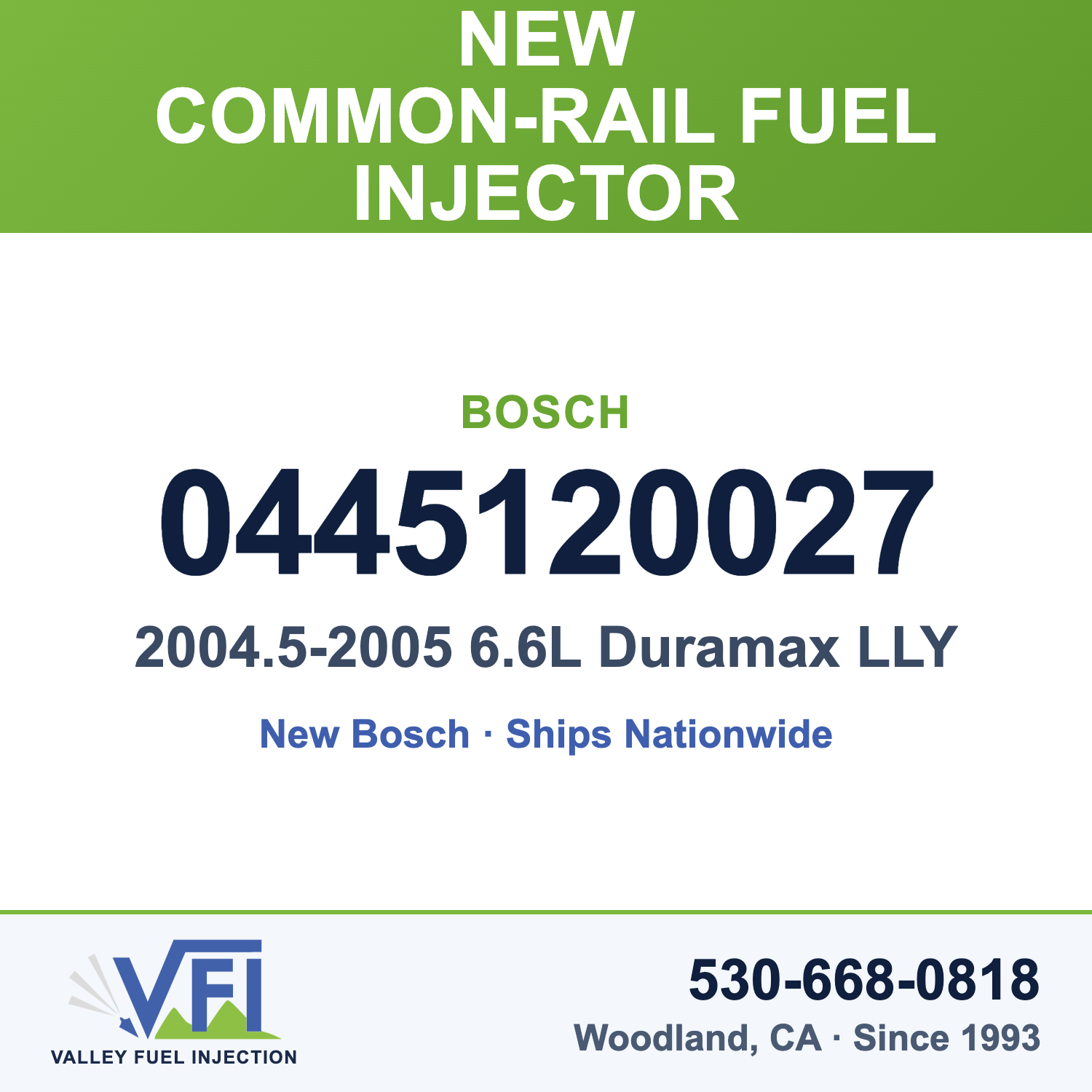 Bosch 0445120027 Common-Rail Fuel Injector for 2004.5-2005 6.6L Duramax LLY