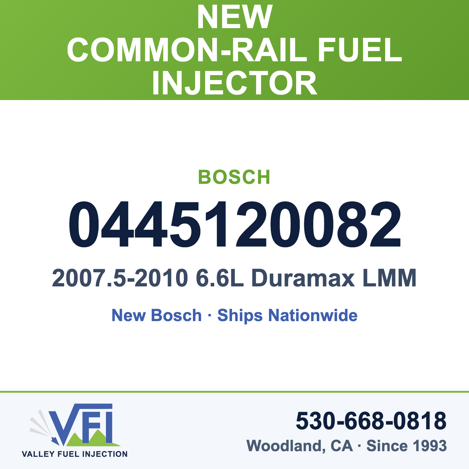 Bosch 0445120082 Common-Rail Fuel Injector for 2007.5-2010 6.6L Duramax LMM