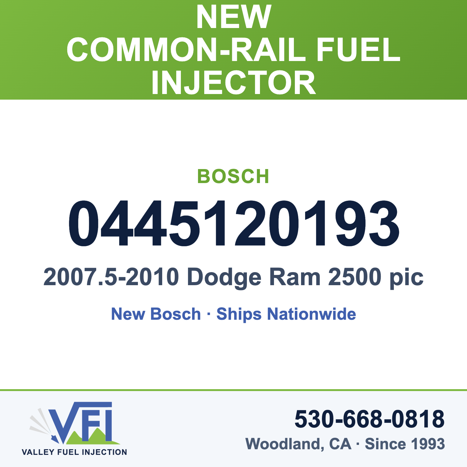 Bosch 0445120193 Common-Rail Fuel Injector for 2007.5-2010 Dodge Ram 2500 pickup