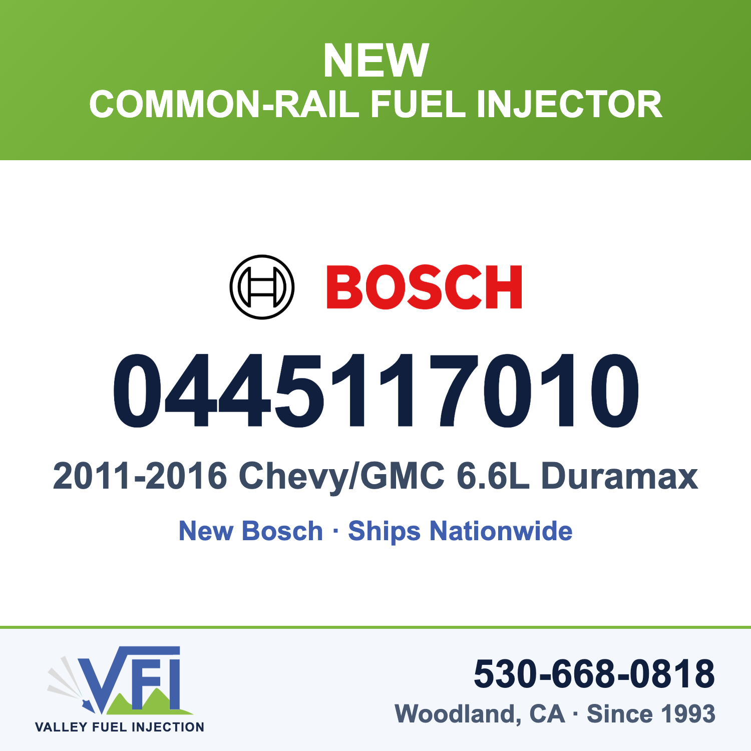 Bosch 0445117010 Common-Rail Fuel Injector for 2011-2016 GM 6.6L Duramax LML