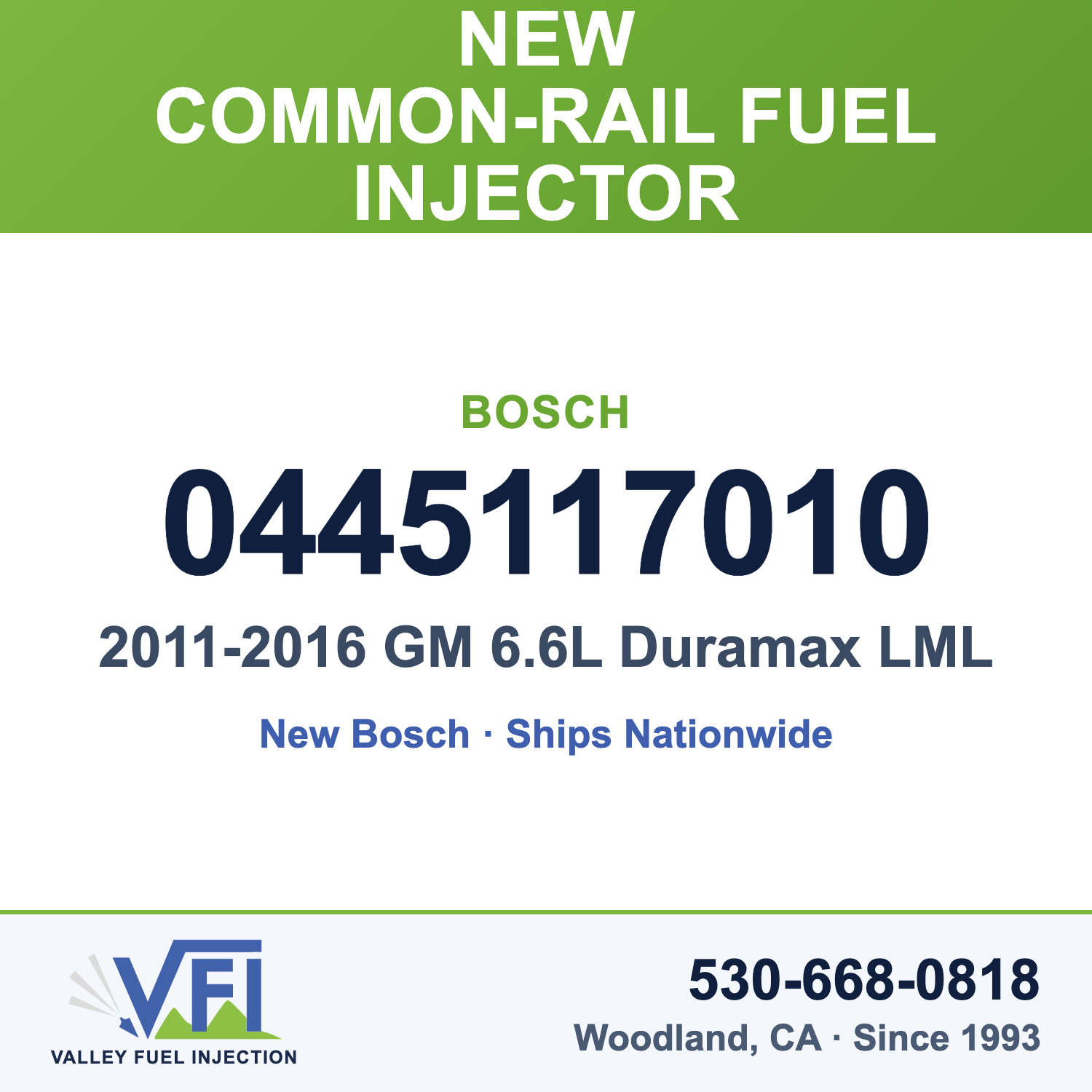 Bosch 0445117010 Common-Rail Fuel Injector for 2011-2016 GM 6.6L Duramax LML