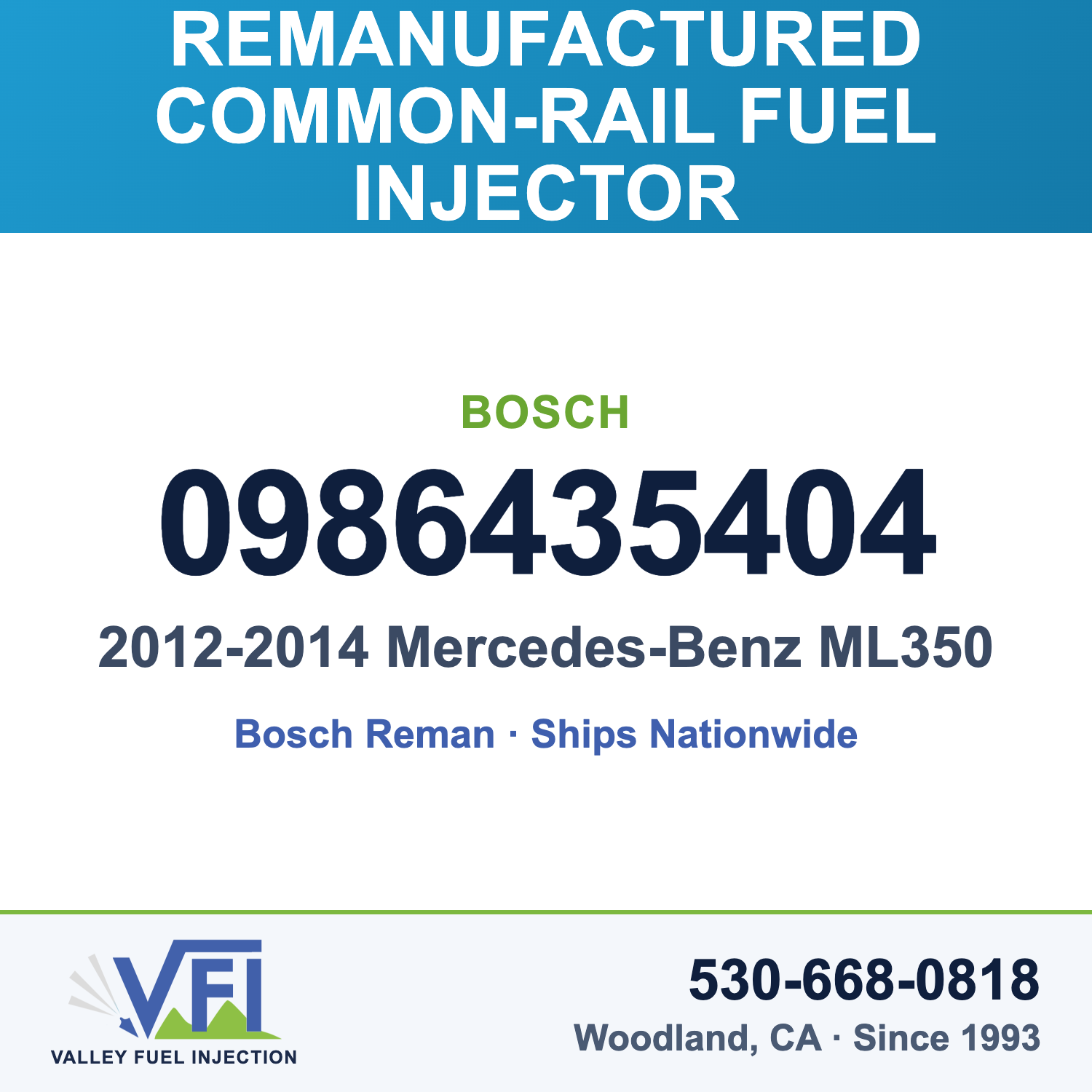Bosch 0986435404 Common-Rail Fuel Injector for 2012-2014 Mercedes-Benz ML350 BlueTEC