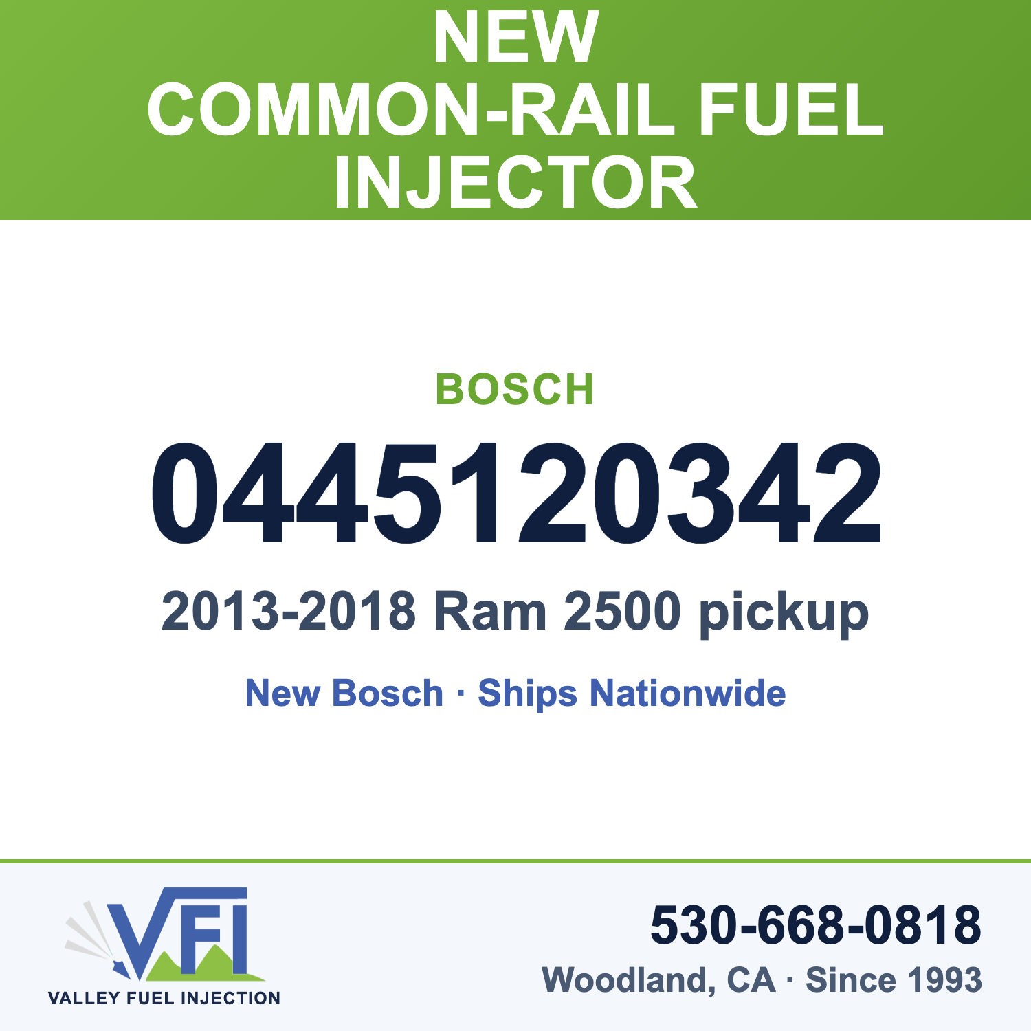 Bosch 0445120342 Common-Rail Fuel Injector for 2013-2018 Ram 2500 pickup