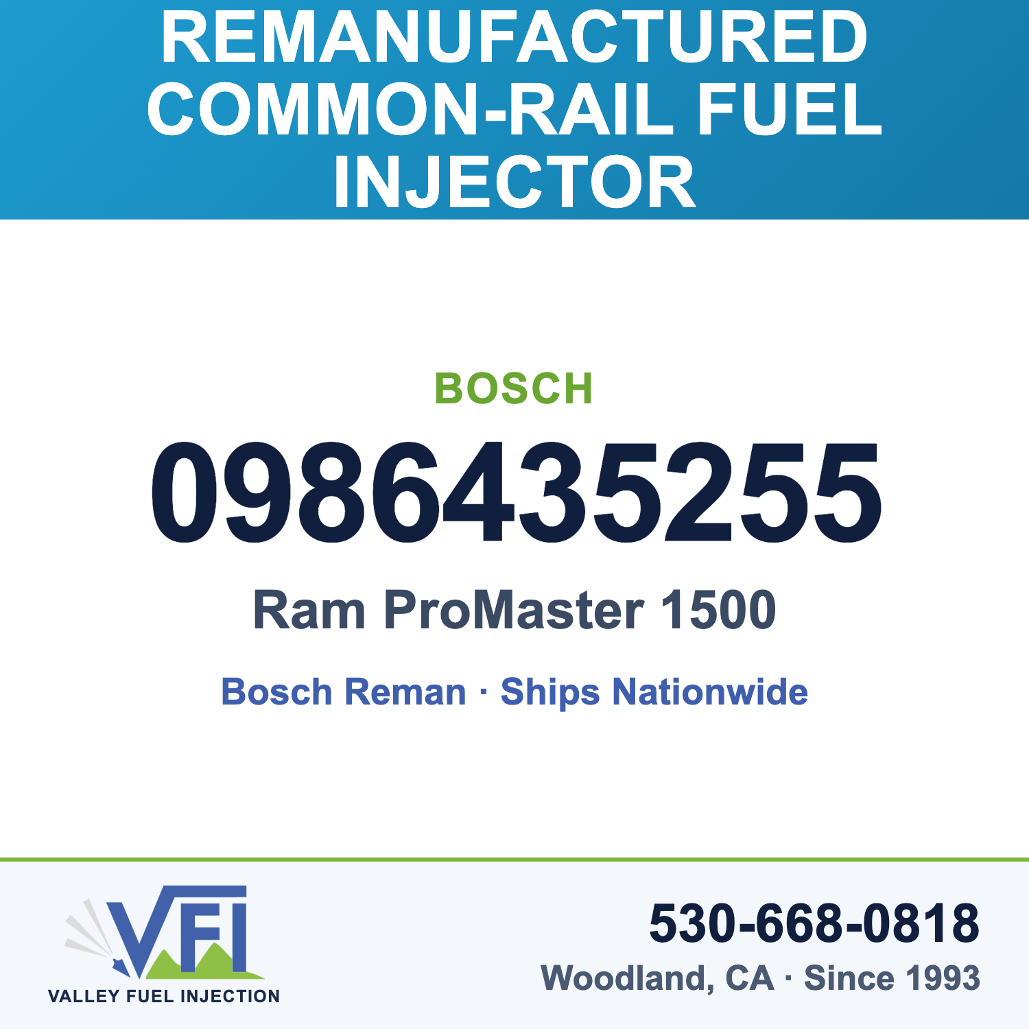 Bosch 0986435255 Common-Rail Fuel Injector for Ram ProMaster 1500