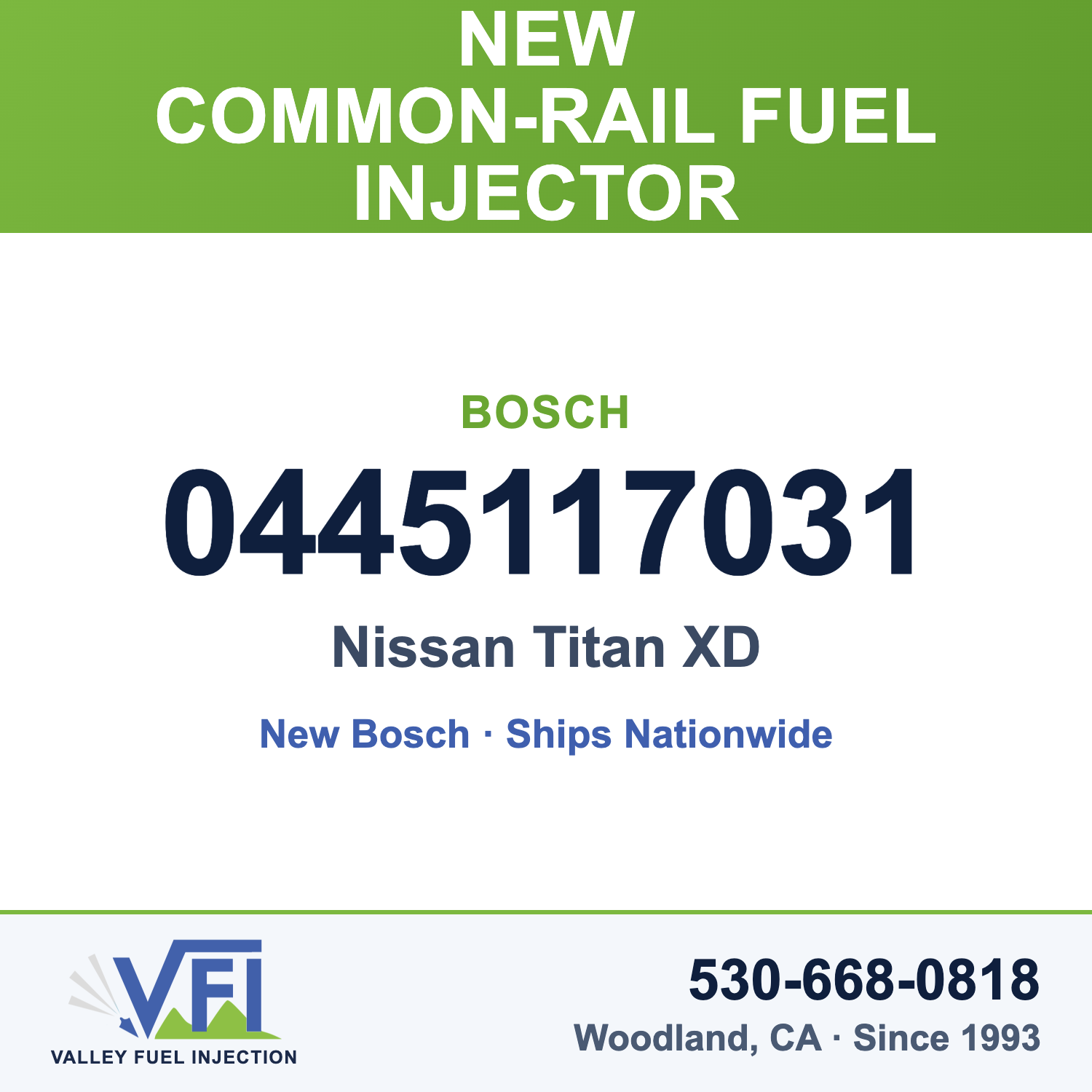 Bosch 0445117031 Common-Rail Fuel Injector for Nissan Titan XD