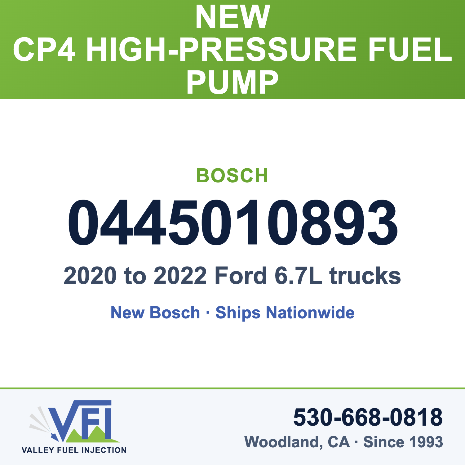 Bosch 0445010893 CP4 High-Pressure Fuel Pump for 2020 to 2022 Ford 6.7L trucks