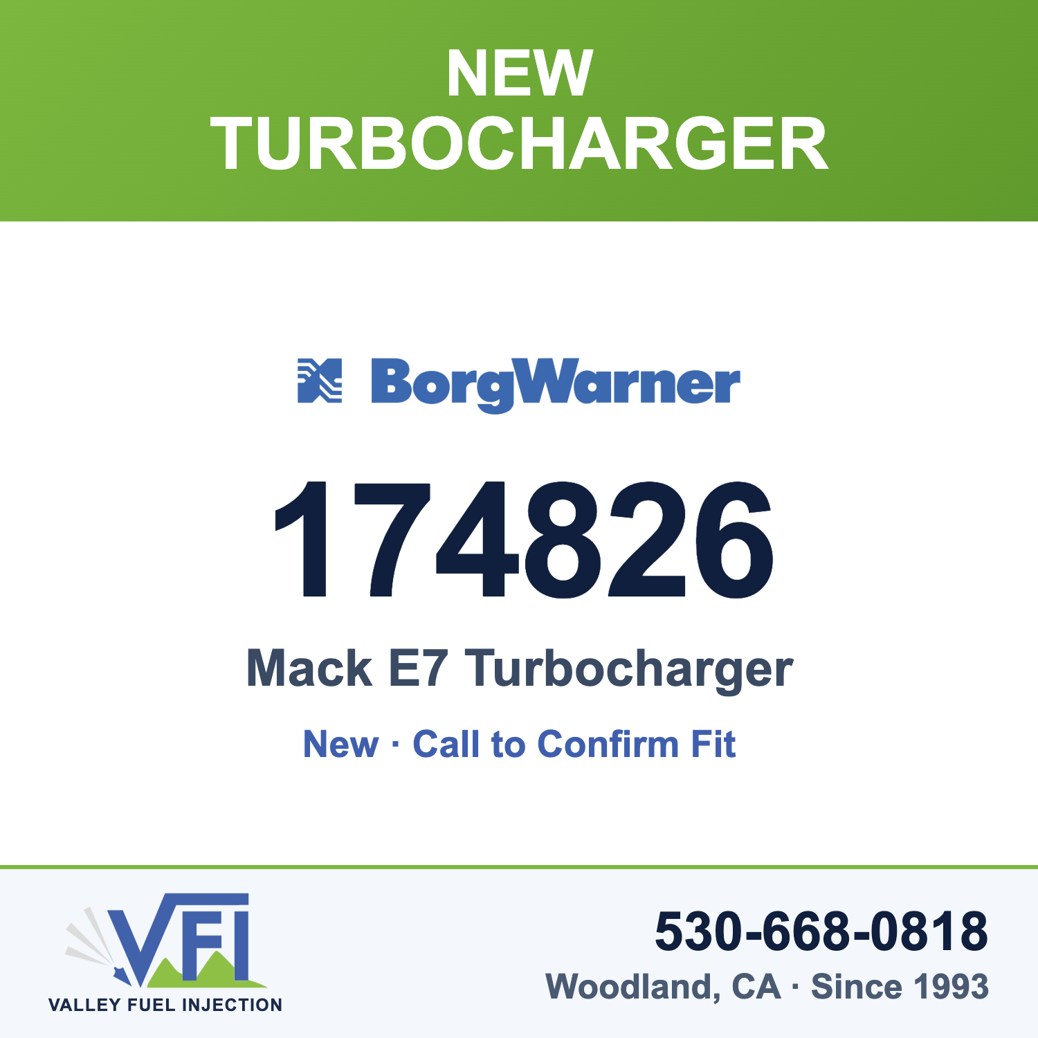 Mack E7 Turbocharger - BorgWarner 174826 New