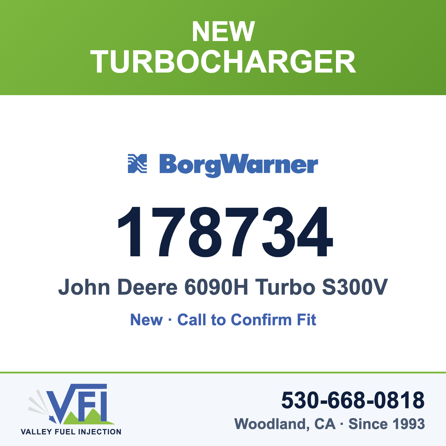 BorgWarner 178734 John Deere 6090H Turbo S300V