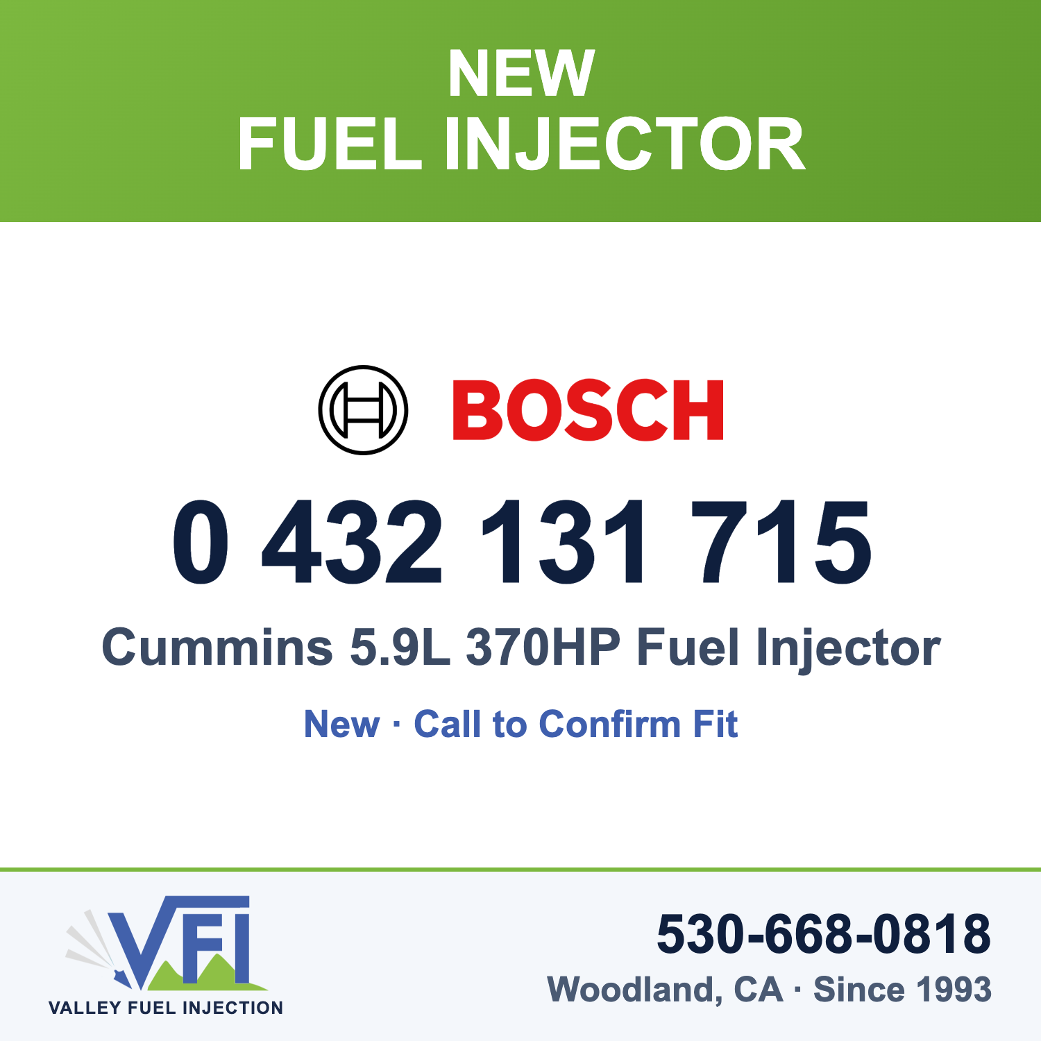 Bosch 0 432 131 715 Cummins 5.9L 370HP Fuel Injector
