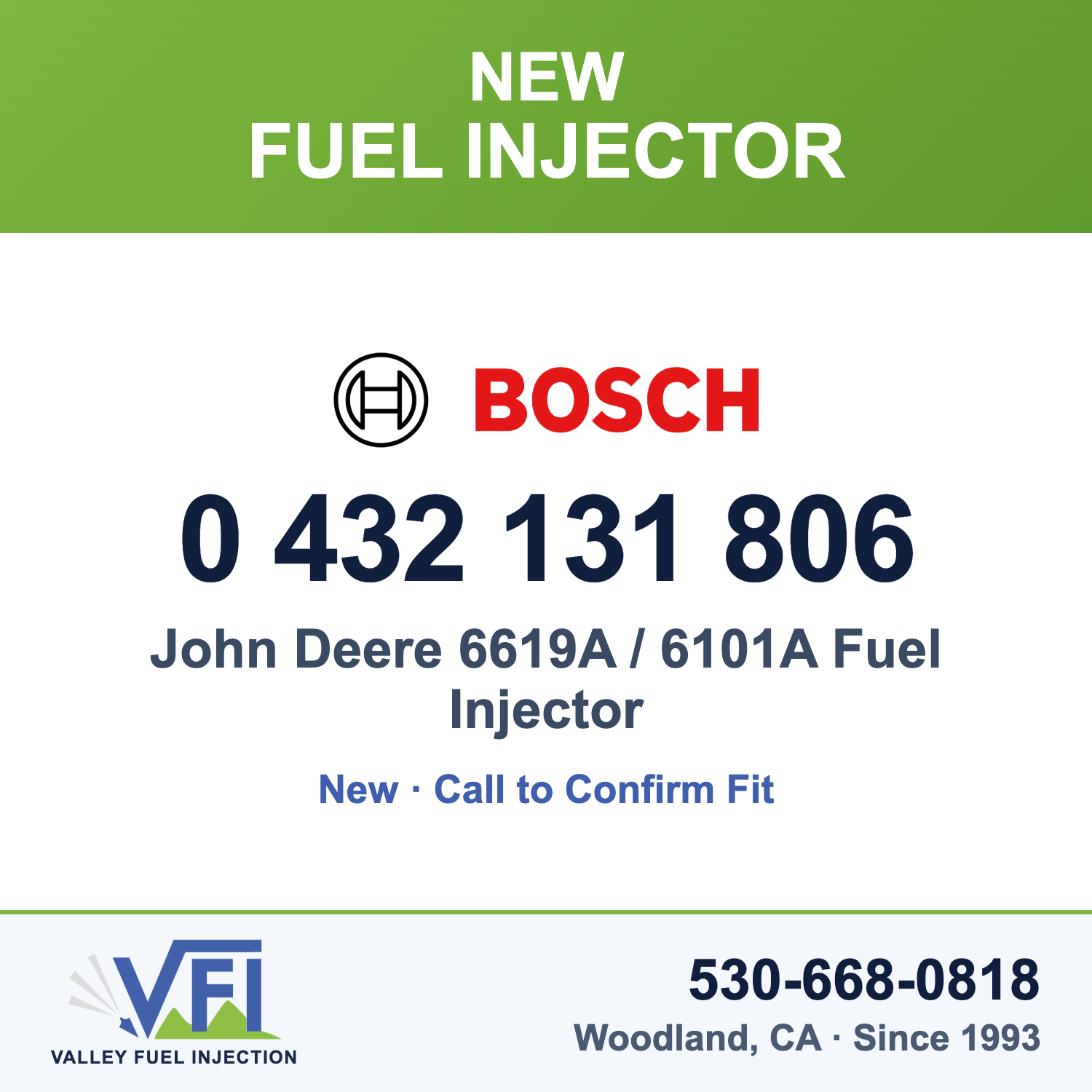 Bosch 0 432 131 806 John Deere 6619A / 6101A Fuel Injector
