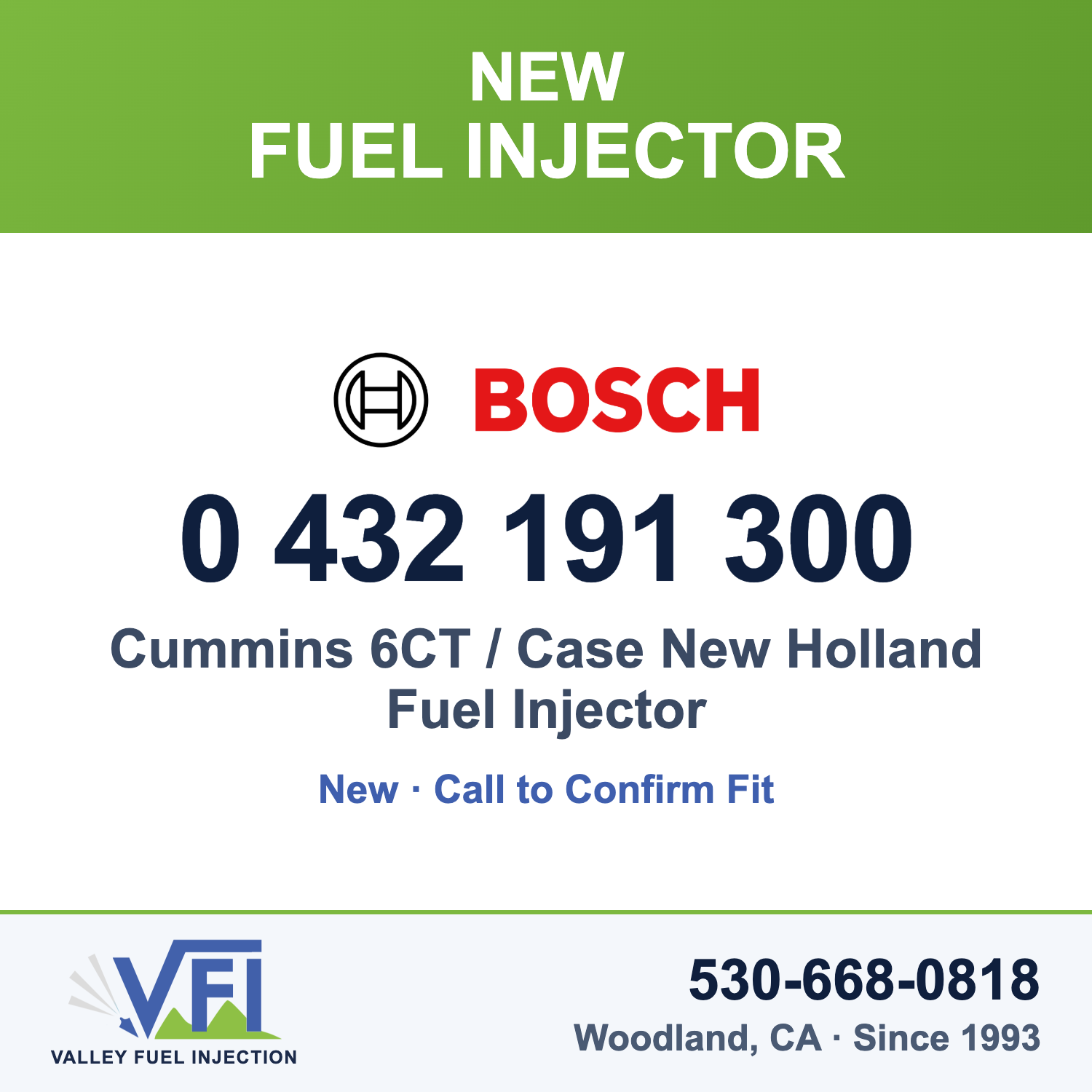 Bosch 0 432 191 300 Cummins 6CT / Case New Holland Fuel Injector