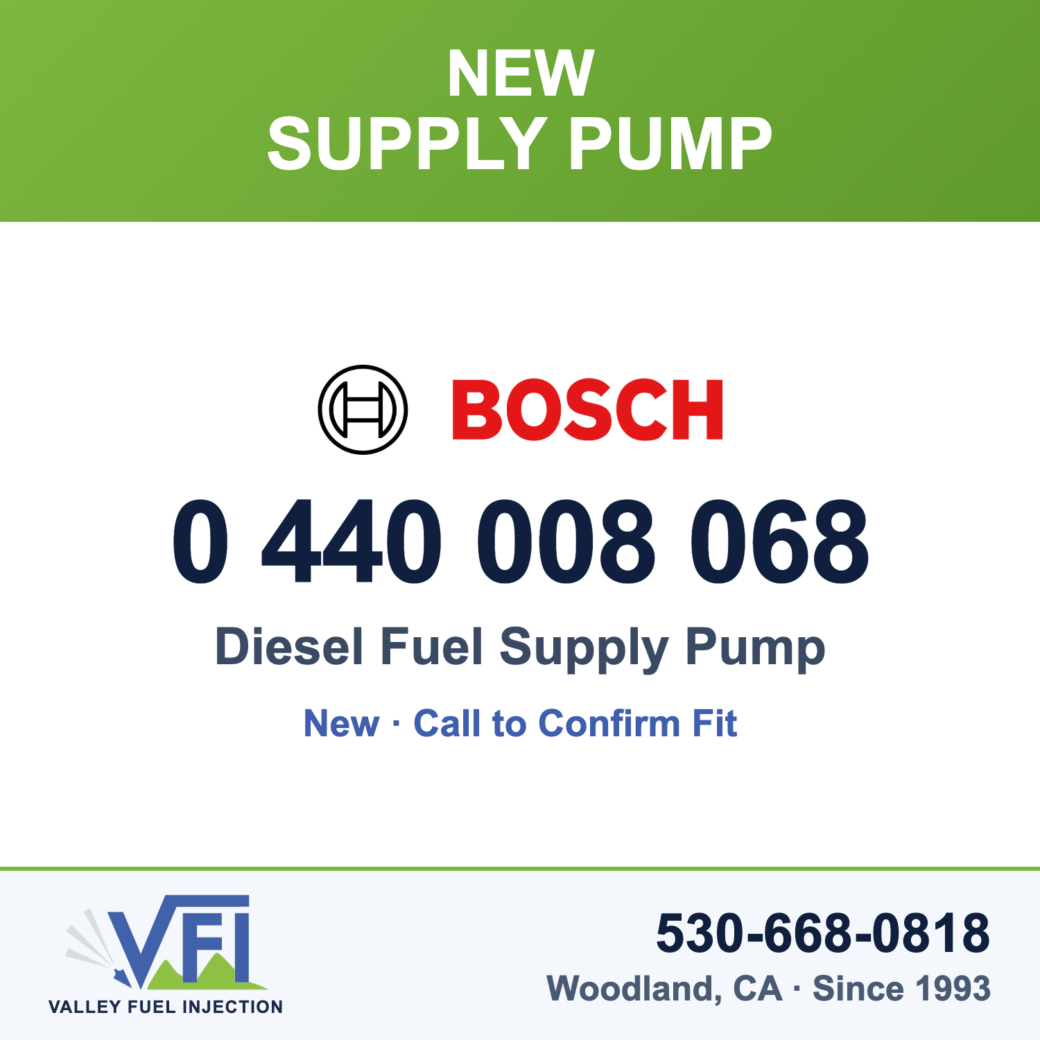 Diesel Fuel Supply Pump - Bosch 0 440 008 068 New