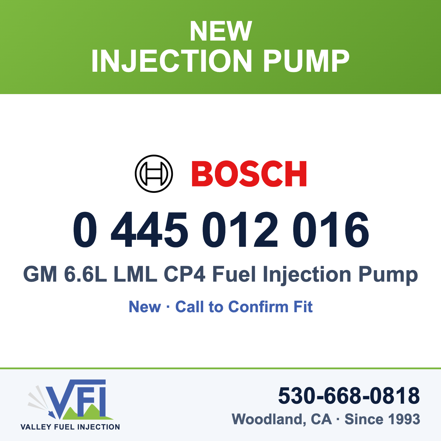 Bosch 0 445 012 016 GM 6.6L LML CP4 Fuel Injection Pump
