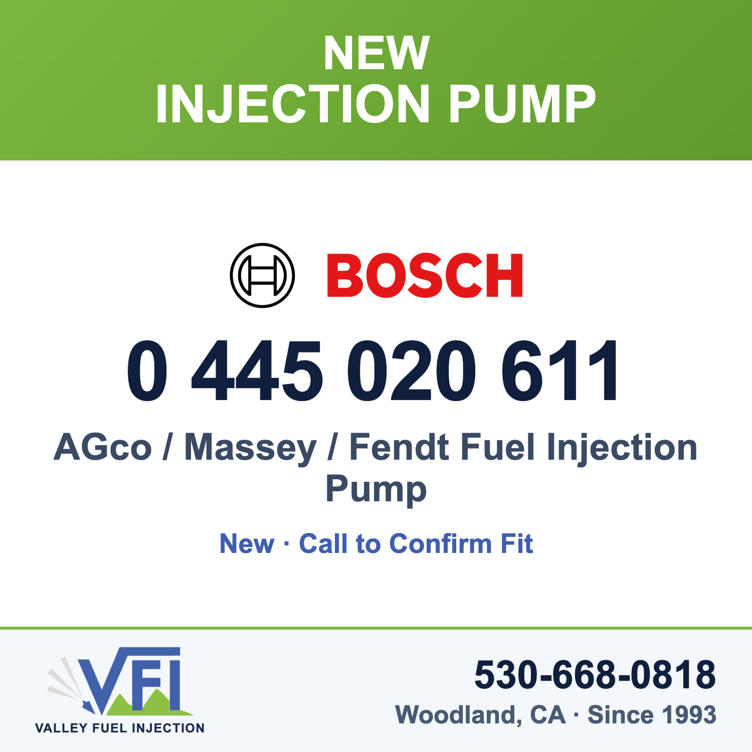 Bosch 0 445 020 611 AGco / Massey / Fendt Fuel Injection Pump