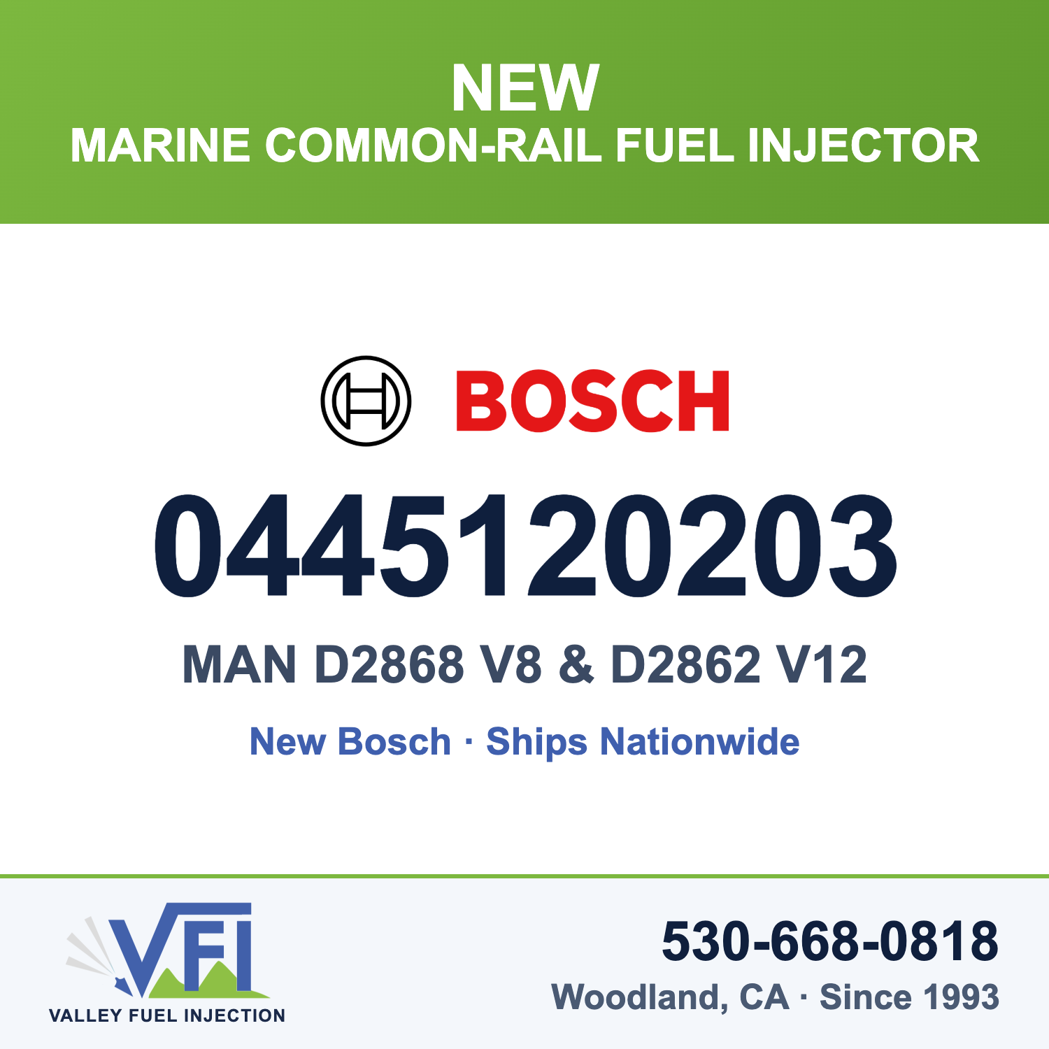 Bosch 0445120203 common-rail fuel injector for MAN D2868 and D2862 engines