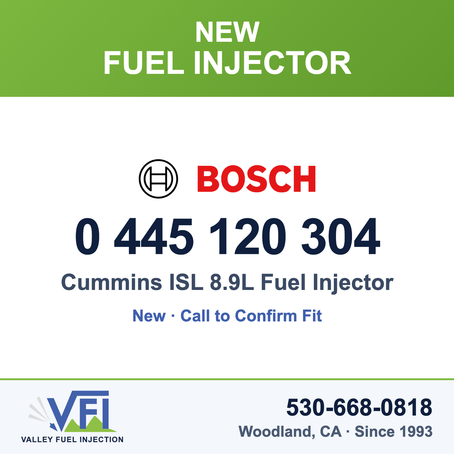 Bosch 0 445 120 304 Cummins ISL 8.9L Fuel Injector