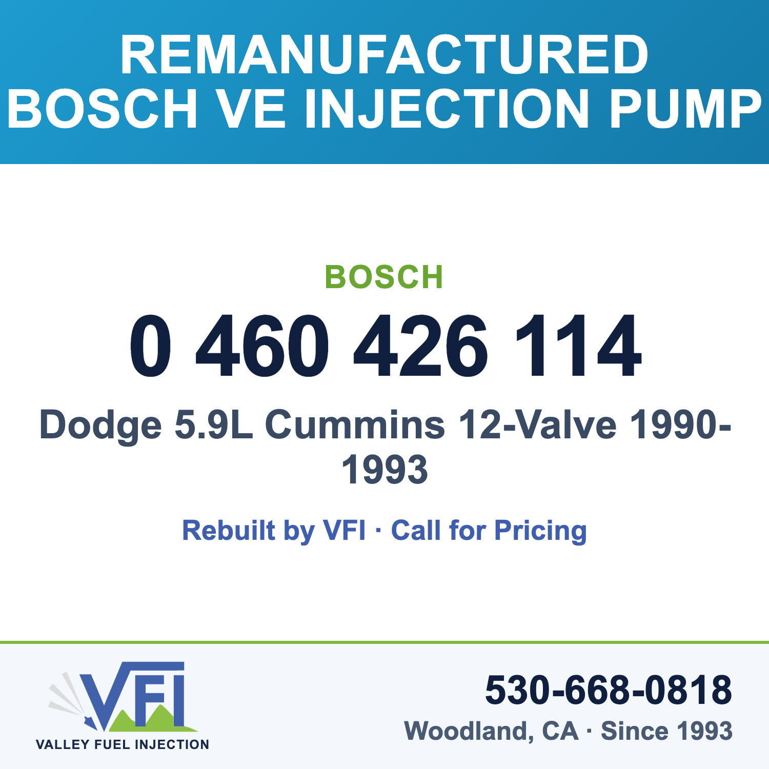 Rebuilt Bosch VE Injection Pump 0 460 426 114 card
