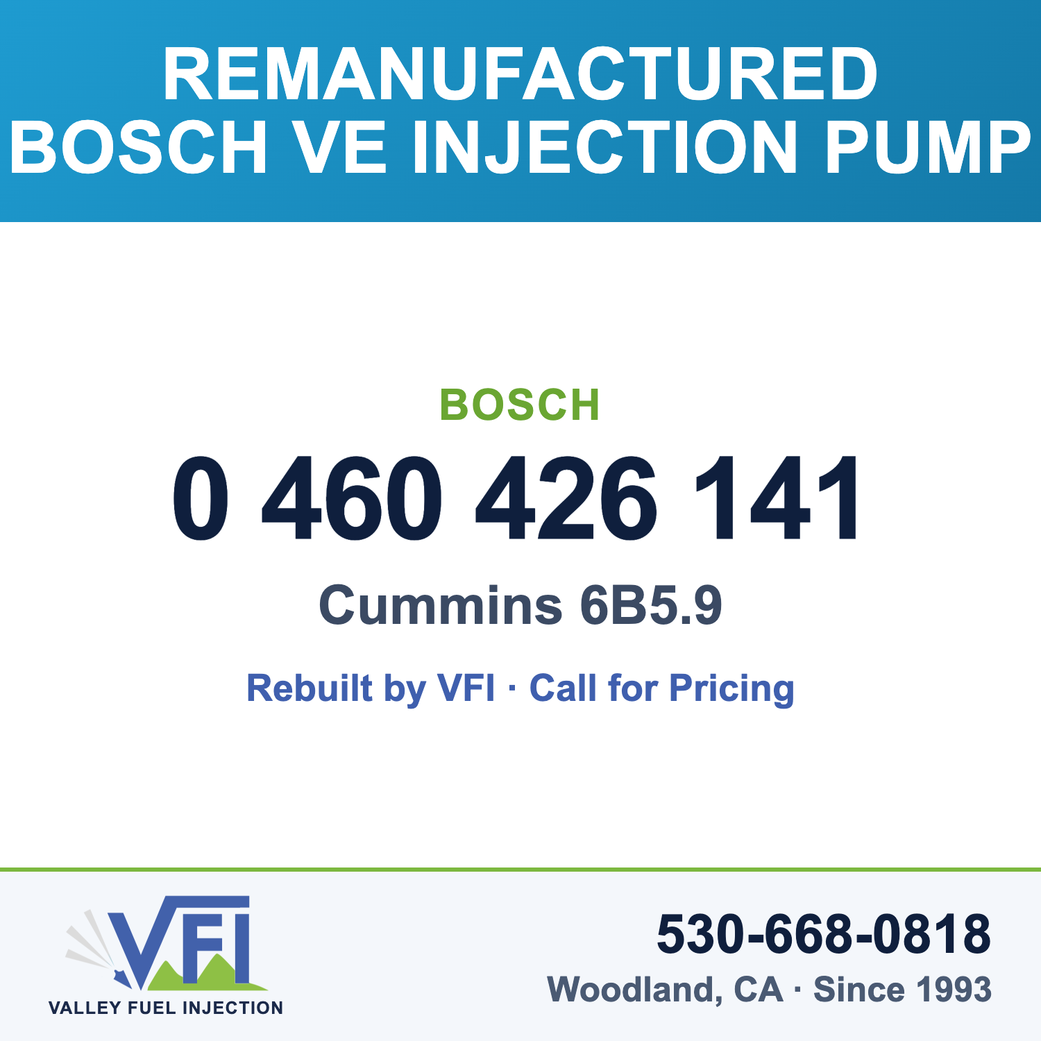 Rebuilt Bosch VE Injection Pump 0 460 426 141 card