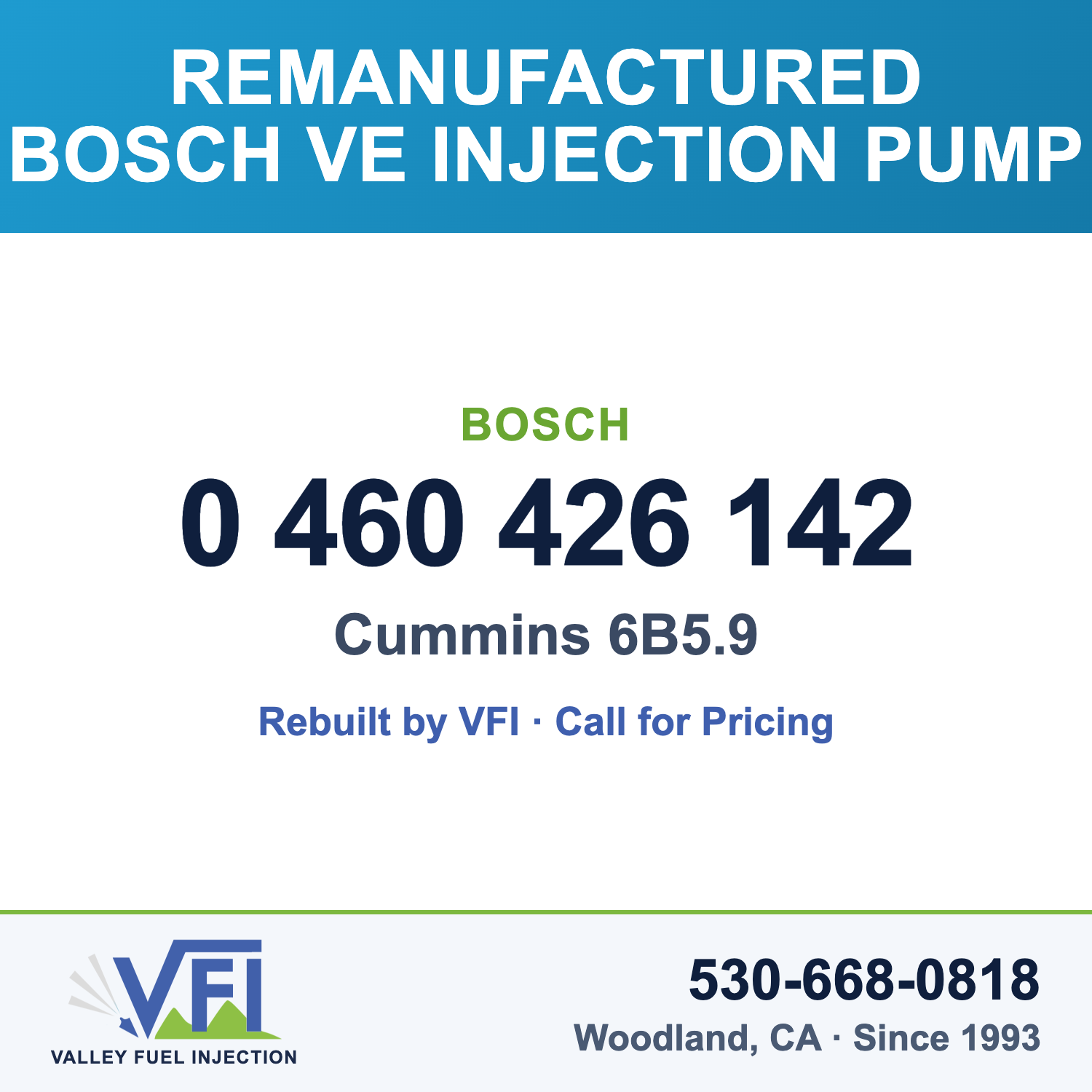 Rebuilt Bosch VE Injection Pump 0 460 426 142 card